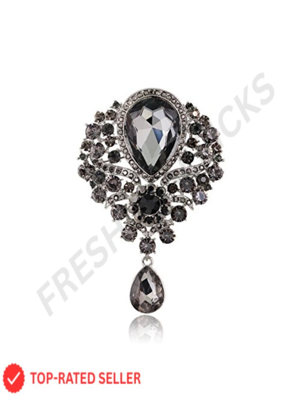 Women's Gothic Crystal Rhinestone Teardrop Brooch Pin for Coat